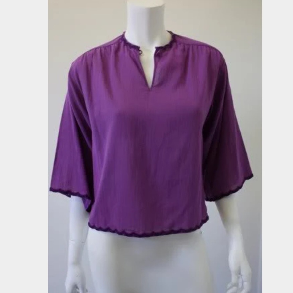 Vintage 1970’s Chanel Creations Purple Gauze Blouse